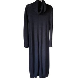 Peruvian Connection Alpaca Black Long Split Front Sweater Duster Tunic Size Lg